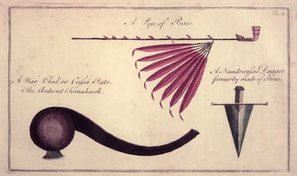 Tomahawk antigo, tubo de paz e punhal, c.1590
